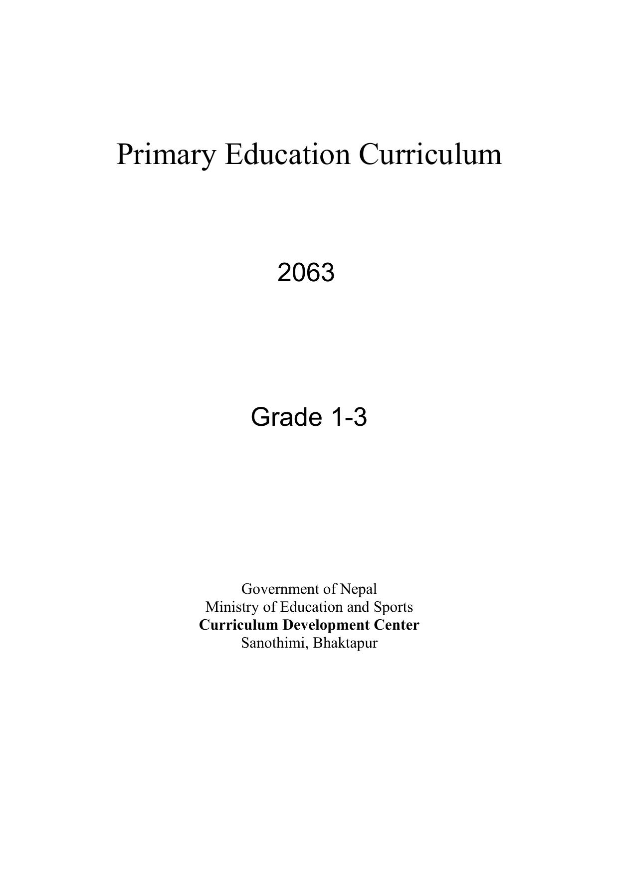 Primary Education Curriculum 2063
